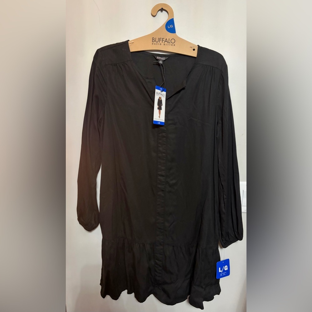 Buffalo David Bitton Elegant Black Long Sleeve Dress